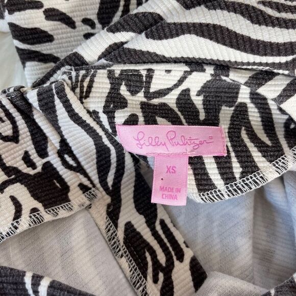 Lily Pulitzer Cameo Layton Brown/White Zebra Print Dress Sz XS - Picture 4 of 10